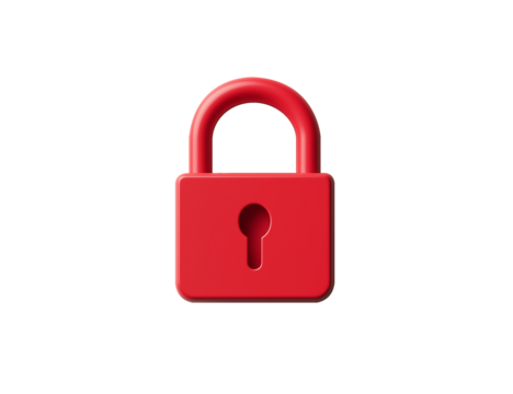  PNG transparent background image of a red lock icon, simple and modern, suitable for security or privacy themes.