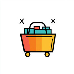 Colorful Shopping Cart with Goods, Symbolizing E-commerce and Retail Sales