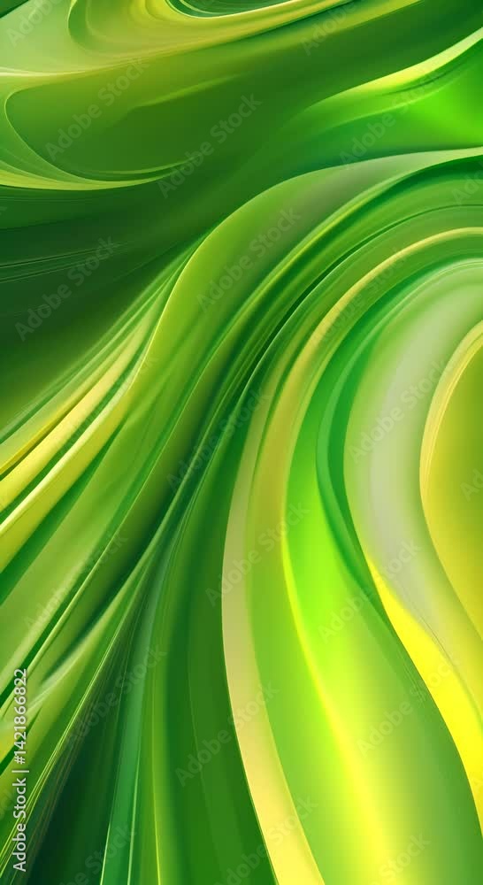 Aufkleber abstract video background with smooth flowing green and yellow curves top down angle creates a dynam