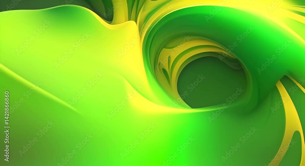 Aufkleber abstract video background with smooth flowing green and yellow curves top down angle creates a dynam