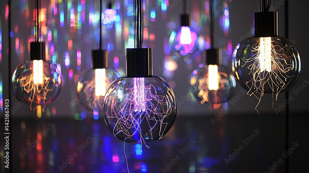 Poster cluster of light bulbs radiating warmth and creativity creating a stunning display of light and shad