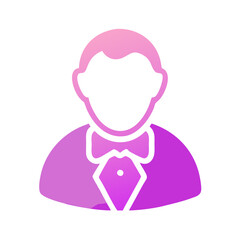 Obraz premium Abstract man in bow tie silhouette avatar with diagonal gradient, ideal for profile design and creative branding concepts