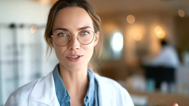 Optometrist conducting an eye exam in a well-lit, welcoming clinic setting.