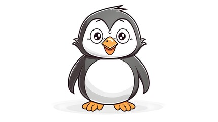 Obraz premium Professional Warm Gradient Line Drawing of a Happy Cartoon Penguin for Designs