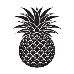 Obraz premium Pineapple Silhouette Icon | Tropical Summer Fruit Vector Illustration
