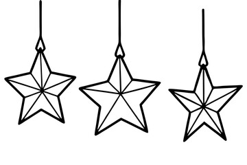 Floating Christmas Stars Outline Art