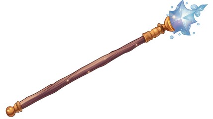 Vintage Grunge Texture Cartoon of Magic Wand for Creative Designs