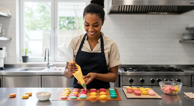 Macaron Magic: Baker's Delightful Confectionery Creation