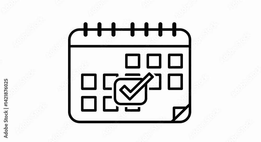 Poster calendar with checkmark icon for scheduling and planning