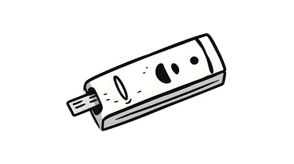 Detailed freehand black and white USB stick sketch for tech designs and illustrations