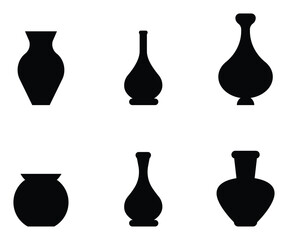 Pottery and vase icon set vector.