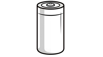 Detailed Line Drawing Cartoon Illustration of a Battery - Stock Vector