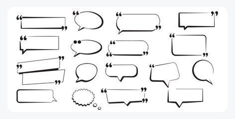 Speech Bubble Icon Set, Comic Cloud Quote Boxes and Doodle Frame Collection speech, bubble, icon, set, quote, cloud, comic, doodle, box, frame, collection