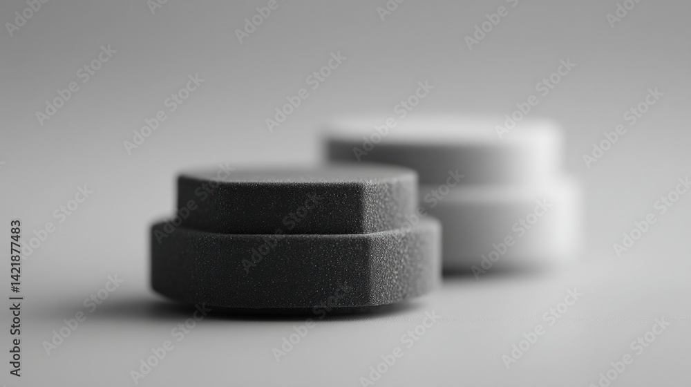 Aufkleber black and white objects on clean background emphasize minimalistic contrast featuring copy space