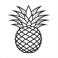 Fototapeta premium Pineapple tropical sweet summer fruit silhouette icon isolated on white background