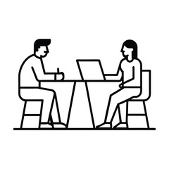 Two people make conversation and work together vector   illustration