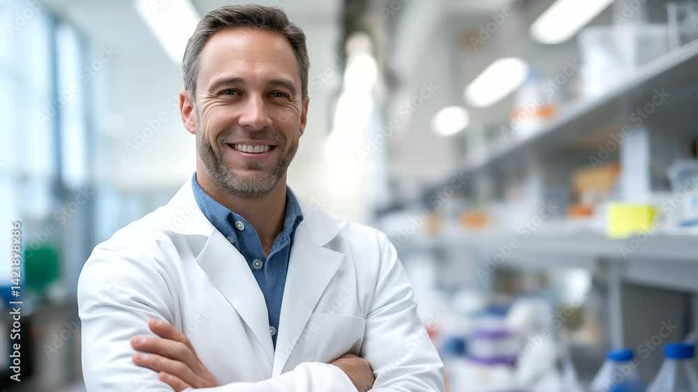 Aufkleber a dedicated scientist in a pristine lab working on groundbreaking discoveries.