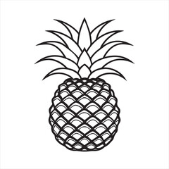 Obraz premium Pineapple tropical sweet summer fruit silhouette icon isolated on white background