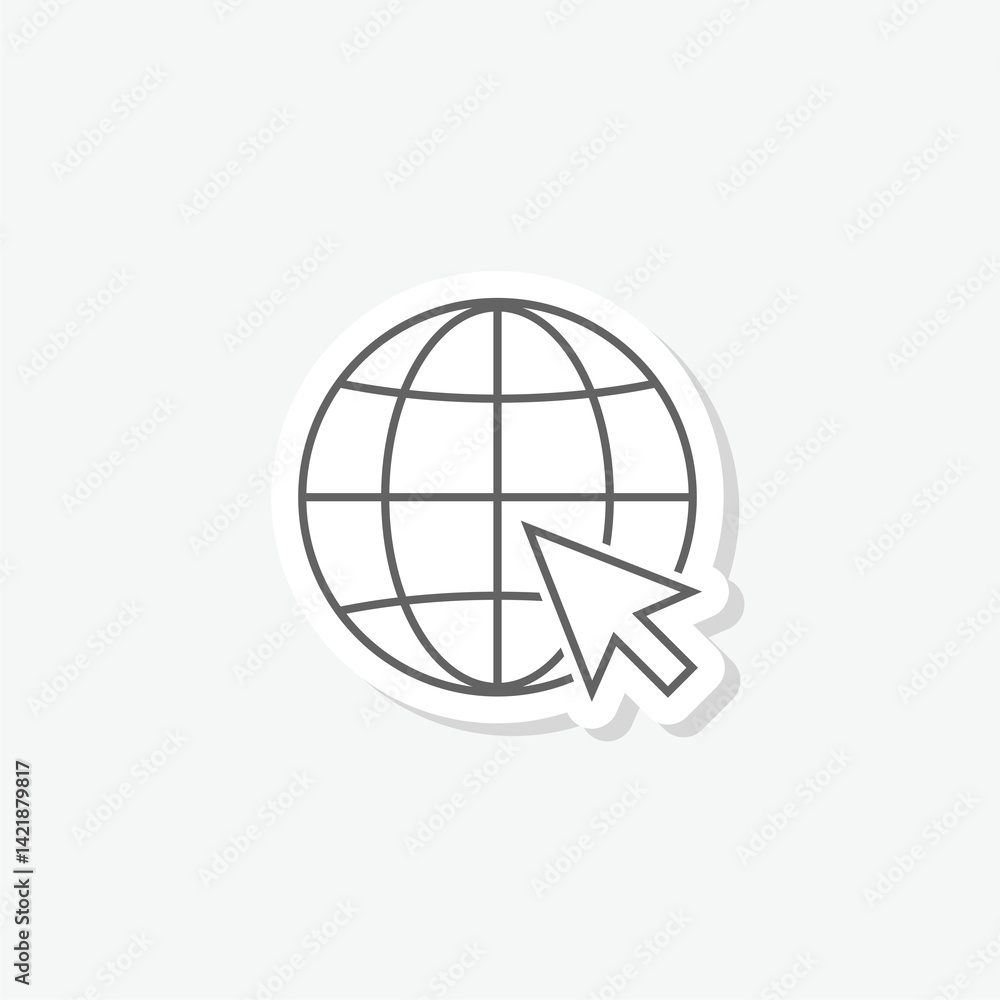 Poster click to go to website or internet icon sticker isolated on gray background