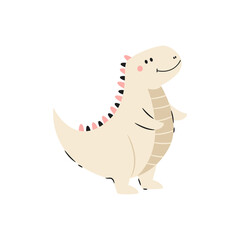 Illustration of adorable cartoon dinosaur isolated on white background.