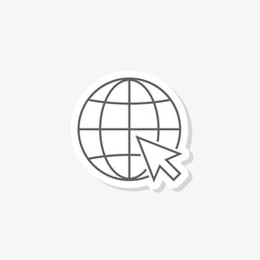 Click to go to website or internet icon sticker isolated on gray background