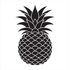 Pineapple Silhouette Icon | Tropical Summer Fruit Vector Illustration