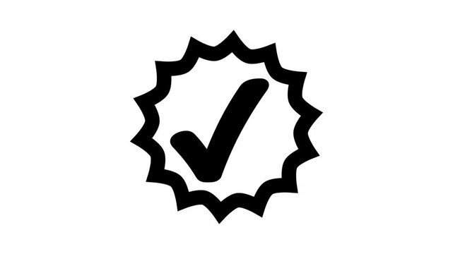 Tick mark icon star brust symbol animation, Check mark animated