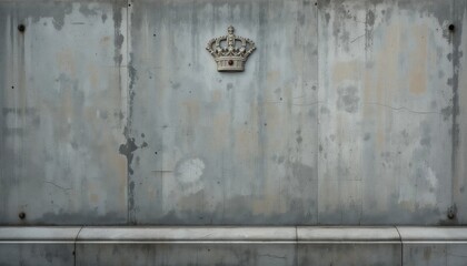 Artistic crown display on a concrete wall urban space visual art minimalist environment close-up view contemporary design concept
