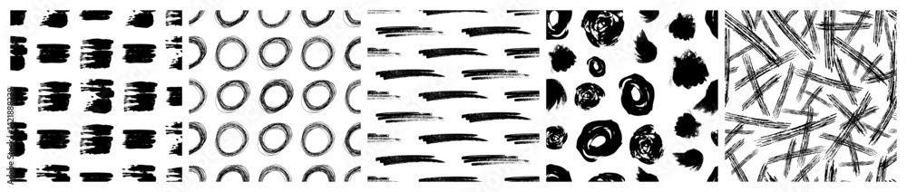 Aufkleber set of seamless patterns with scribble smears