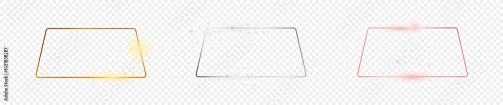Poster set of three rounded trapezoid frames