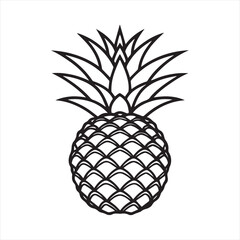 Obraz premium Pineapple tropical sweet summer fruit silhouette icon isolated on white background