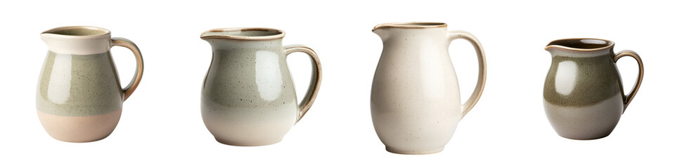 Ceramic gravy pitcher with handle in Scandinavian style