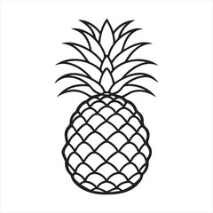 Fototapeta premium Pineapple tropical sweet summer fruit silhouette icon isolated on white background