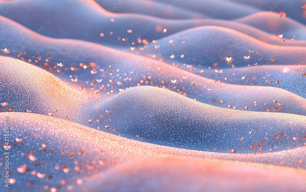Poster soft pastel waves in abstract formation showcasing fluid motion and texture with serene hues for cal