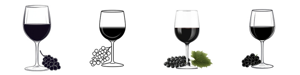 Fototapeta premium Glass of wine with grapes on a white background