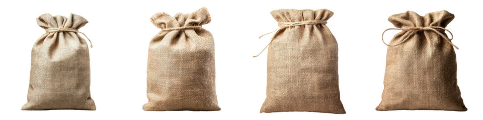 Burlap sack isolated on transparent or white background