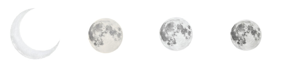 Fototapeta premium Different phases of the moon in the night sky