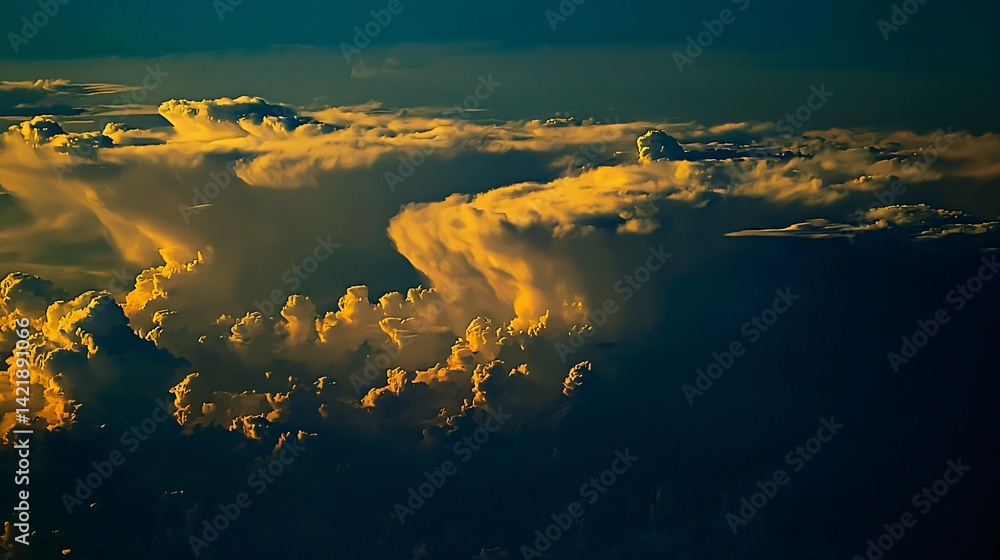 Poster dramatic cloudy sky with color-saturated clouds at twilight creating a surreal dreamlike scene that 