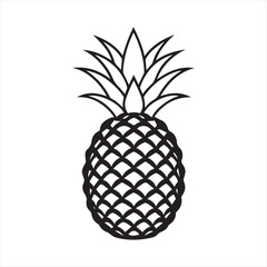 Obraz premium Pineapple tropical sweet summer fruit silhouette icon isolated on white background