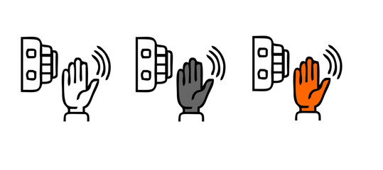 Motion sensor. Icon with reflection on white background