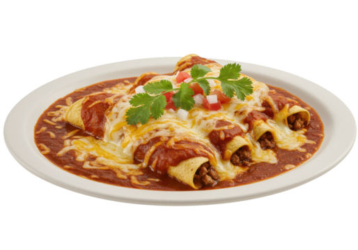 Enchiladas with melted cheese and salsa