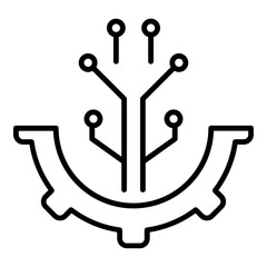 Line art shows anchor combined with technology. Circuits extend upwards, connecting to nodes, suggesting futuristic or cybernetic maritime device. Design evokes artificial intelligence, advanced techn