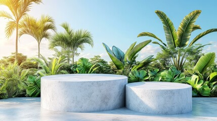 Obraz premium Tropical Garden Display Stand Scene