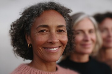 diverse group of women laughing and celebrating at bachelorette party standing close with smiling faces