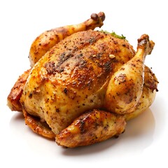 Broiled seasoned chicken isolated on white background