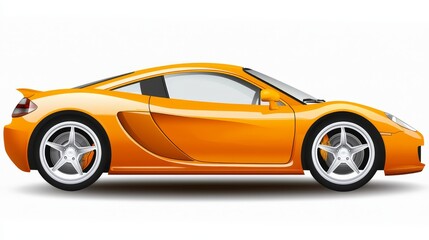 Naklejka premium Vibrant cartoon orange sports car dynamic illustration of speed and fun
