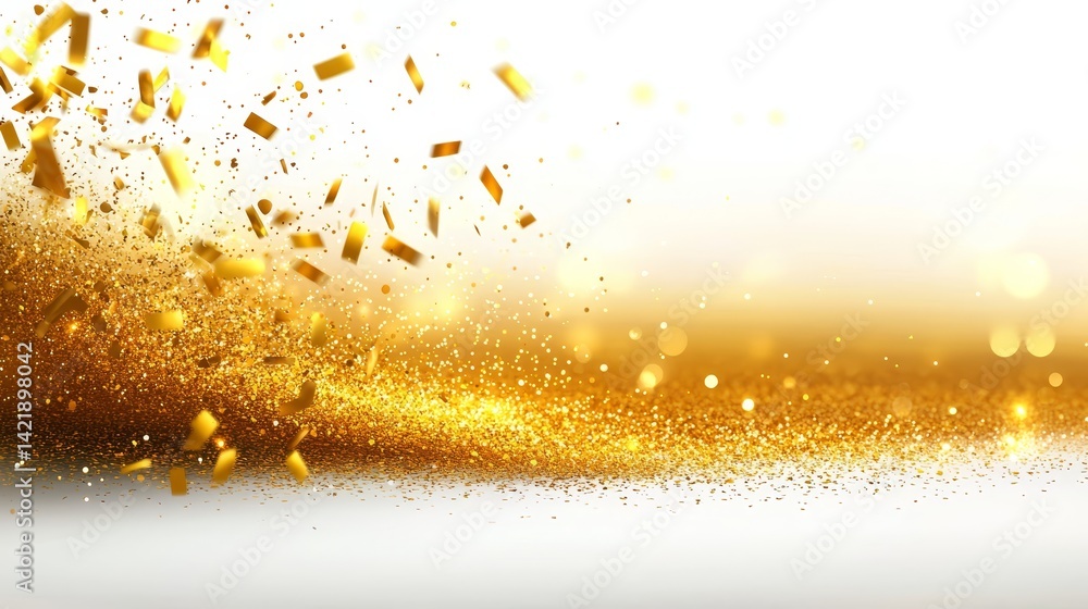 Poster radiant gold explosion effect on white background luxurious design element for visual projects