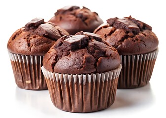 Chocolate muffins stock isolated on white background