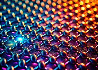 Obraz premium Close-up of Detailed Metal Rivets and Mesh Pattern, Industrial Texture Background