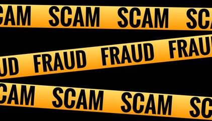 Obraz premium Scam and fraud alert tape background